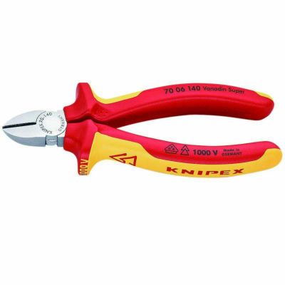 クニペックス 絶縁斜ニッパー 落下防止 BK 7006-160TBK KNIPEX