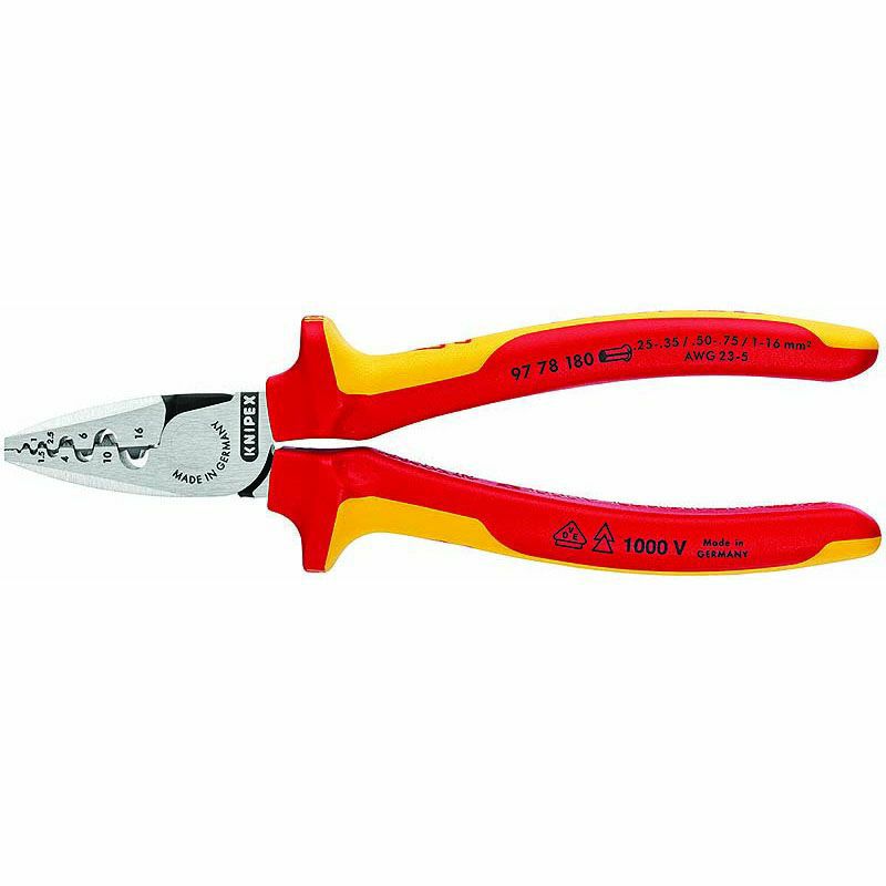 クニペックス KNIPEX 絶縁工具 エンドスリーブ用絶縁圧着ペンチ 180mm