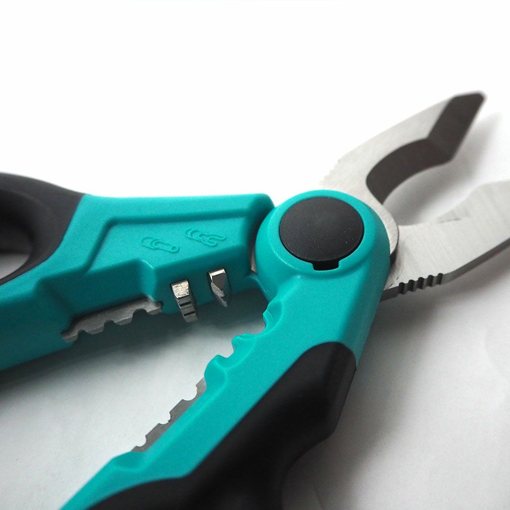 WITオリジナル エレクトロニクスシザース BC2304。全長170mm。日本製4034ステンレス刃（HRC58±2）、先端ギザ歯加工。MAX80mm?ケーブル切断対応。ストリッパー1.5/2.5/4.0mm?、2.5mm?端子圧着機能搭載。ベルトループ付き専用ホルダー付属。